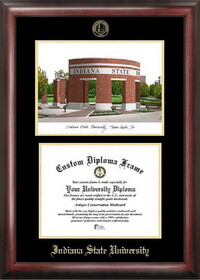 Campus Images IN986LGED Indiana State Gold embossed diploma frame with Campus Images lithograph