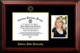 Campus Images IN986PGED-1185 Indiana State 11w x 8.5h Gold Embossed Diploma Frame with 5 x7 Portrait