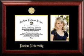 Campus Images IN988PGED-96257625 Purdue University 9.625w x 7.625h Gold Embossed Diploma Frame with 5 x7 Portrait