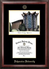 Campus Images IN991LGED Valparaiso University Gold embossed diploma frame with Campus Images lithograph
