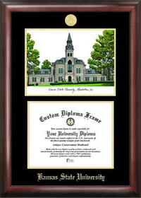 Campus Images KS998LGED Kansas State University Gold embossed diploma frame with Campus Images lithograph
