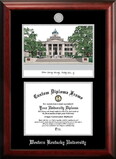 Campus Images KY996LSED-1185 Western Kentucky University 11w x 8.5h Silver Embossed Diploma Frame with Campus Images Lithograph