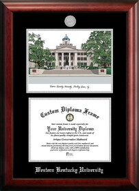 Campus Images KY996LSED-1185 Western Kentucky University 11w x 8.5h Silver Embossed Diploma Frame with Campus Images Lithograph