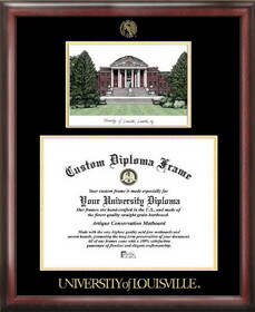 Campus Images KY997LGED University of Louisville Gold embossed diploma frame with Campus Images lithograph