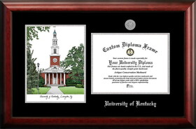 Campus Images KY998LSED-1185 University of Kentucky 11w x 8.5h Silver Embossed Diploma Frame with Campus Images Lithograph