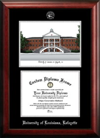 Campus Images LA993LSED-1185 University of Louisiana-Lafayette 11w x 8.5h Silver Embossed Diploma frame with Campus Image