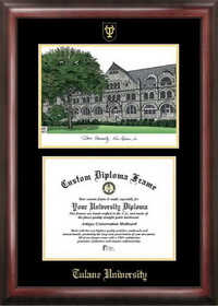 Campus Images LA995LGED Tulane University Gold embossed diploma frame with Campus Images lithograph