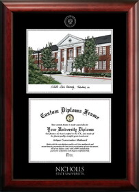 Campus Images LA997LSED-1185 Nicholls State University 11w x 8.5h Silver Embossed Diploma Frame with Campus Images Lithograph