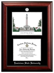 Campus Images LA999LSED-1185 Louisiana State University 11w x 8.5h Silver Embossed Diploma Frame with Campus Images Lithograph