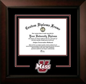 Campus Images MA990LBCSD-1185 University of Massachusetts 11w x 8.5h Legacy Black Cherry Spirit Logo Diploma Frame