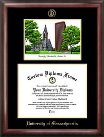 Campus Images MA990LGED University of Massachusetts Gold embossed diploma frame with Campus Images lithograph