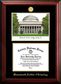 Campus Images MA991LGED MIT Gold embossed diploma frame with Campus Images lithograph