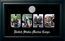 Campus Images MASS002S Patriot Frames Marine Collage Black Photo Frame Silver Medallion