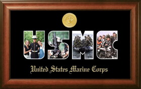 Campus Images MASSW002S Patriot Frames Marine Collage Photo Walnut Frame Gold Medallion