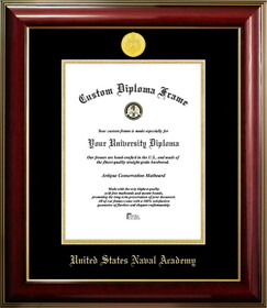 Campus Images MD997CMGTGED-1014 United States Naval Academy 10w x 14h Classic Mahogany Gold Embossed Diploma Frame