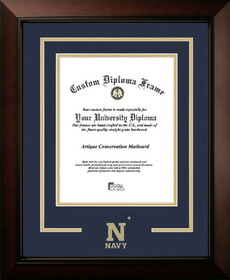 Campus Images MD997LBCSD-1014 United States Naval Academy10w x 14h Legacy Black Cherry Spirit Logo Diploma Frame