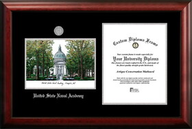 Campus Images MD997LSED-1014 United States Naval Academy 10w x 14h Silver Embossed Diploma Frame with Campus Images Lithograph