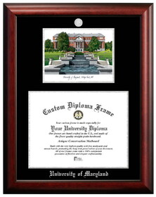 Campus Images MD998LSED-1713 University of Maryland 17w x 13h Silver Embossed Diploma Frame with Campus Images Lithograph