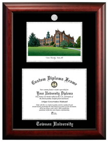 Campus Images MD999LSED-1411 Towson University 14w x 11h Silver Embossed Diploma Frame with Campus Images Lithograph