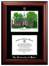 Campus Images ME999LSED-1185 University of Maine 11w x 8.5h Silver Embossed Diploma Frame with Campus Images Lithograph
