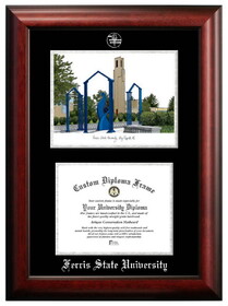 Campus Images MI979LSED-1185 Ferris State University 11w x 8.5h Silver Embossed Diploma Frame with Campus Images Lithograph
