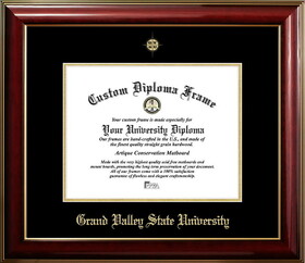 Campus Images MI980CMGTGED-108 Grand Valley State Lakers 10w x 8h Classic Mahogany Gold ,Foil Seal Diploma Frame