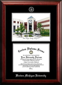 Campus Images MI981LSED-1185 Western Michigan University 11w x 8.5h Silver Embossed Diploma Frame with Campus Images Lithograph