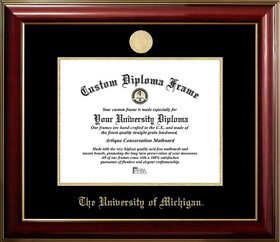 Campus Images MI982CMGTGED-1185 University of Michigan Wolverines 11w x 8.5h Classic Mahogany Gold Embossed Diploma Frame