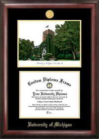 Campus Images MI982LGED University of Michigan Gold embossed diploma frame with Campus Images lithograph