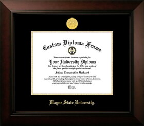 Campus Images MI983LBCGED-108 Wayne State University 10w x 8h Legacy Black Cherry Gold Embossed Diploma Frame