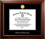 Campus Images MI984CMGTGED-1185 Oakland University 11w x 8.5h Classic Mahogany Gold Embossed Diploma Frame