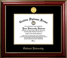 Campus Images MI984CMGTGED-1185 Oakland University 11w x 8.5h Classic Mahogany Gold Embossed Diploma Frame