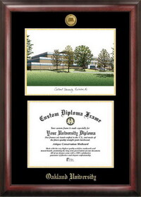 Campus Images MI984LGED Oakland  University Gold embossed diploma frame with Campus Images lithograph