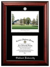 Campus Images MI984LSED-1185 Oakland University 11w x 8.5h Silver Embossed Diploma Frame with Campus Images Lithograph