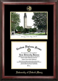 Campus Images MI985LGED University Of Detroit, Mercy Gold Embossed Diploma Frame with Campus Images Lithograph