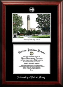 Campus Images MI985LSED-1185 University Of Detroit, Mercy 11w x 8.5h Silver Embossed Diploma Frame with Campus Images Lithograph