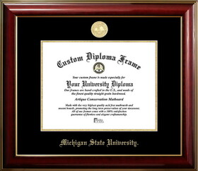 Campus Images MI987CMGTGED-1185 Michigan State Spartans 11w x 8.5h Classic Mahogany Gold Embossed Diploma Frame