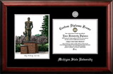 Campus Images MI987LSED-1185 Michigan State University, Spartan, 11w x 8.5h Silver Embossed Diploma Frame with Campus Images Lithograph