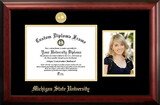 Campus Images MI987PGED-1185 Michigan State University, Spartan, 11w x 8.5h Gold Embossed Diploma Frame with 5 x7 Portrait
