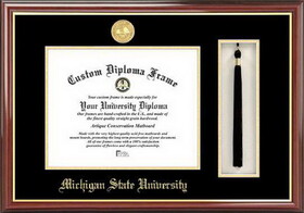 Campus Images MI987PMHGT Michigan State University, Spartan, Tassel Box and Diploma Frame