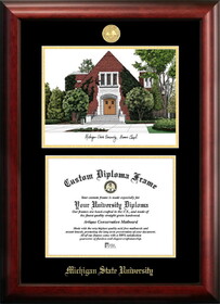 Campus Images MI990LGED Michigan State University - Alumni Chapel - Gold embossed diploma frame with Campus Images lithograph