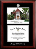 Campus Images MI990LSED-1185 Michigan State University Alumni Chapel11w x 8.5h Silver Embossed Diploma Frame with Campus Images Lithograph