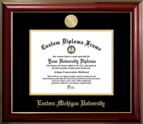 Campus Images MI995CMGTGED-108 Eastern Michigan University 10w x 8h Classic Mahogany Gold Embossed Diploma Frame