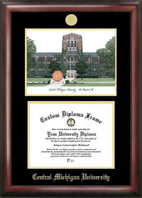 Campus Images MI999LGED Central Michigan University Gold embossed diploma frame with Campus Images lithograph