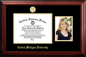 Campus Images MI999PGED-1185 Central Michigan University 11w x 8.5h Gold Embossed Diploma Frame with 5 x7 Portrait