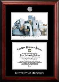 Campus Images MN999LSED-1185 University of Minnesota 11w x 8.5h Silver Embossed Diploma Frame with Campus Images Lithograph