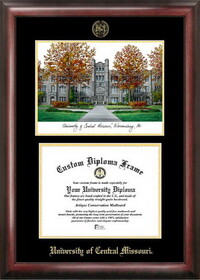 Campus Images MO995LGED University Central Missouri Gold embossed diploma frame with Campus Images lithograph