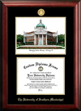 Campus Images MS998LGED Southern Mississippi Gold embossed diploma frame with Campus Images lithograph