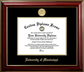 Campus Images MS999CMGTGED-129 University of Mississippi Rebels 12w x 9h Classic Mahogany Gold Embossed Diploma Frame