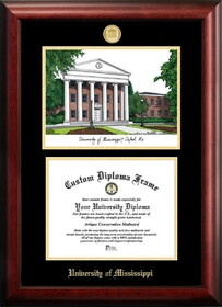 Campus Images MS999LGED-129 University of Mississippi 12w x 9h Gold Embossed Diploma Frame with Campus Images Lithograph